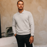 KNIT LONGSLEEVE POLO | GREY