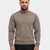 HALF ZIP SWEATER | TAUPE