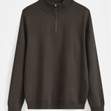 HALF ZIP KNIT | DARK BROWN