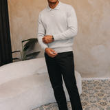 KNIT LONGSLEEVE POLO | GREY