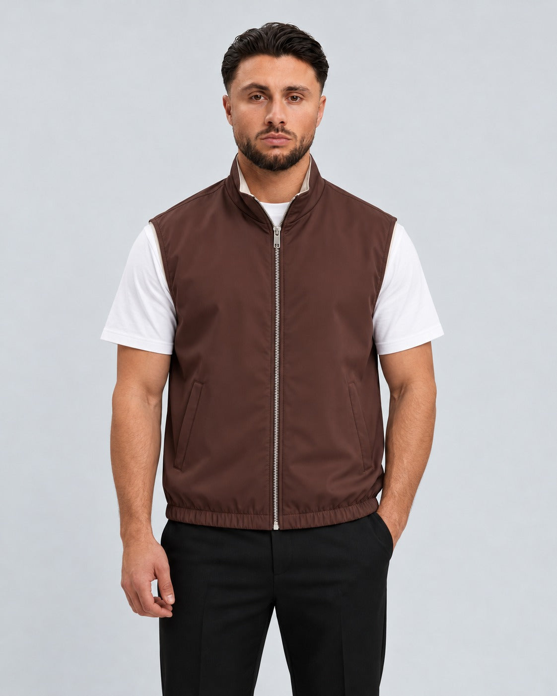 Core Bodywarmer Burgundy Beige - voorkant studio