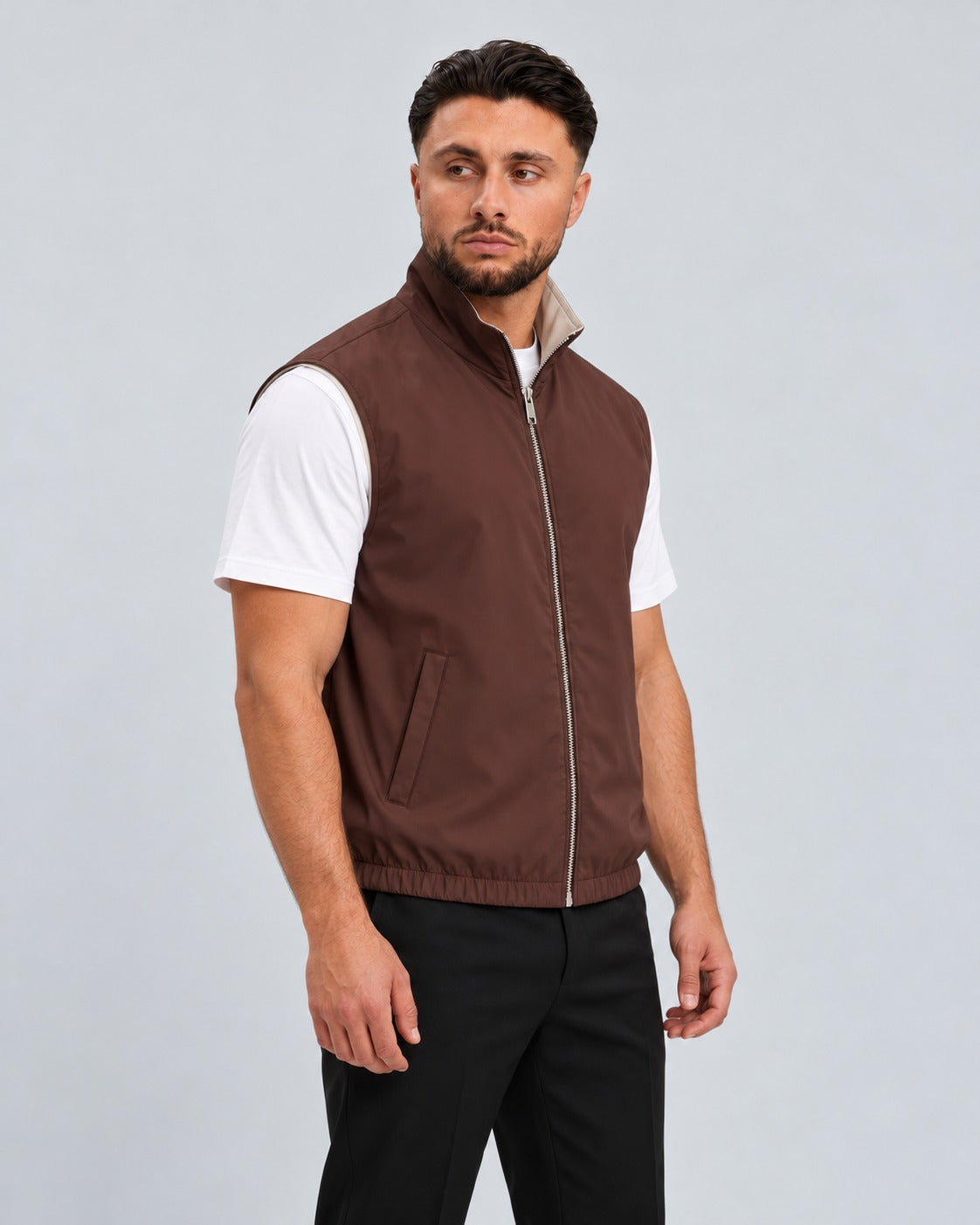 Core Bodywarmer Burgundy Beige - zijkant studio