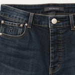 Bullet Dark Blue detail: RICHESSE label, knoop en geborduurde R