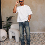 Bullet Washed Blue Baggy Jeans met wit RK Blank shirt