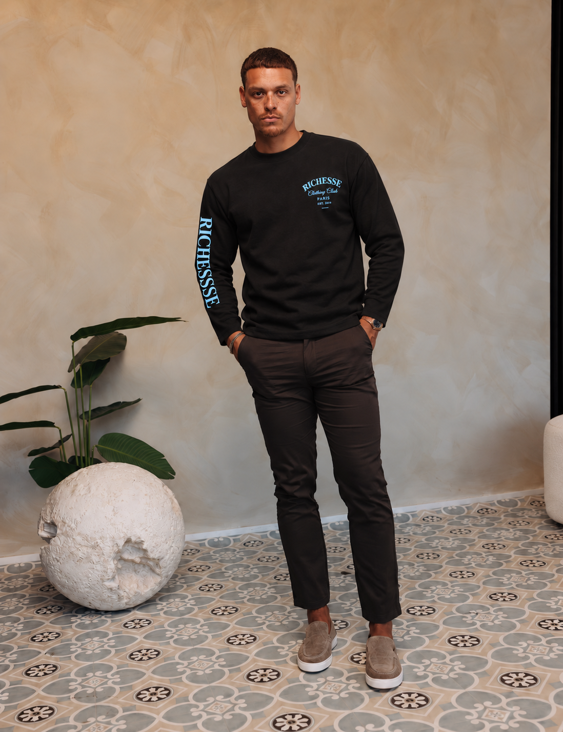 CLOTHING CLUB LONGSLEEVE BLACK | LIGHT BLUE — lifestylefoto