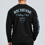 Zwart-lichtblauwe Club Longsleeve gedragen door Calvin, achterkant