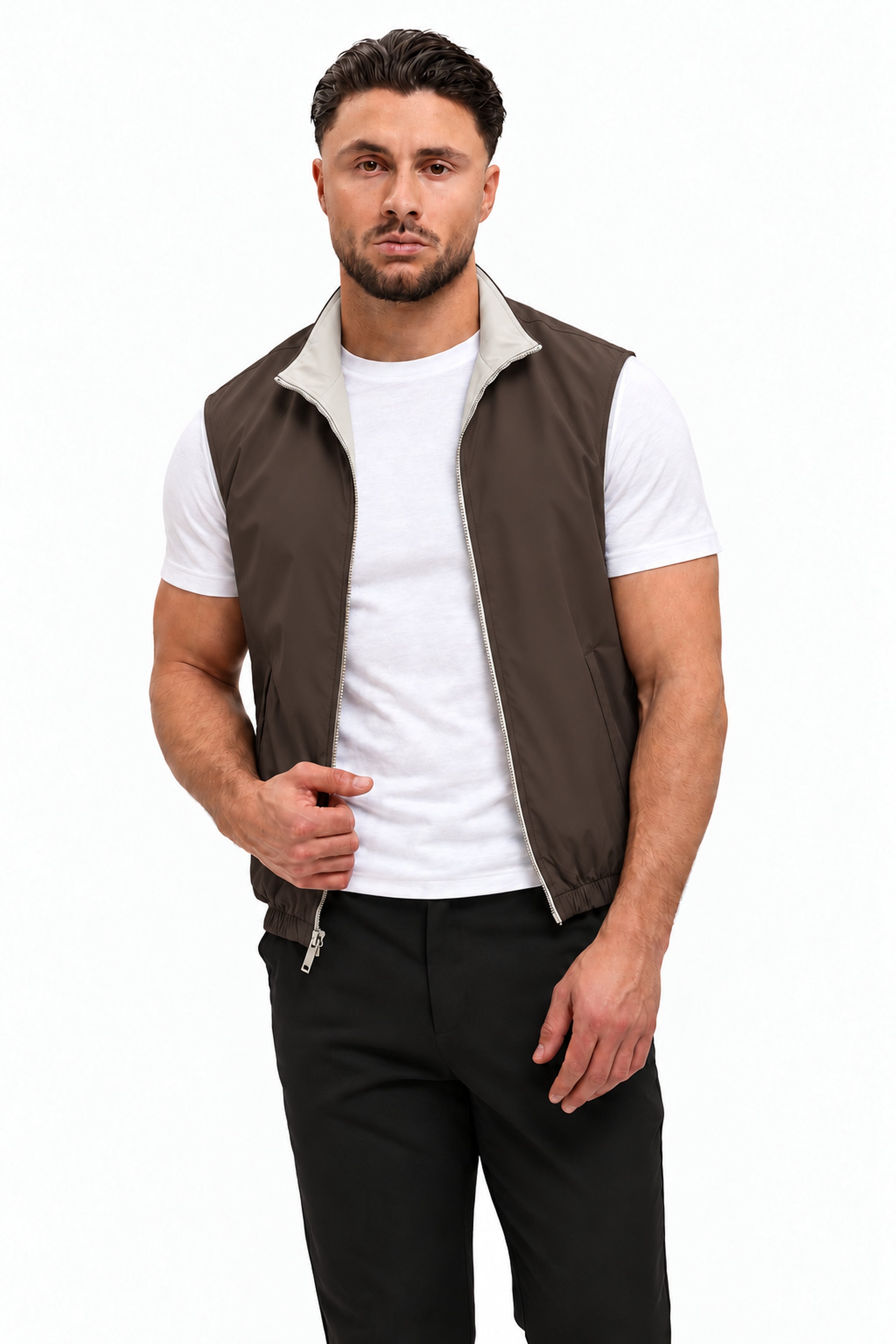 CORE BODYWARMER BROWN LIGHT - studio pose