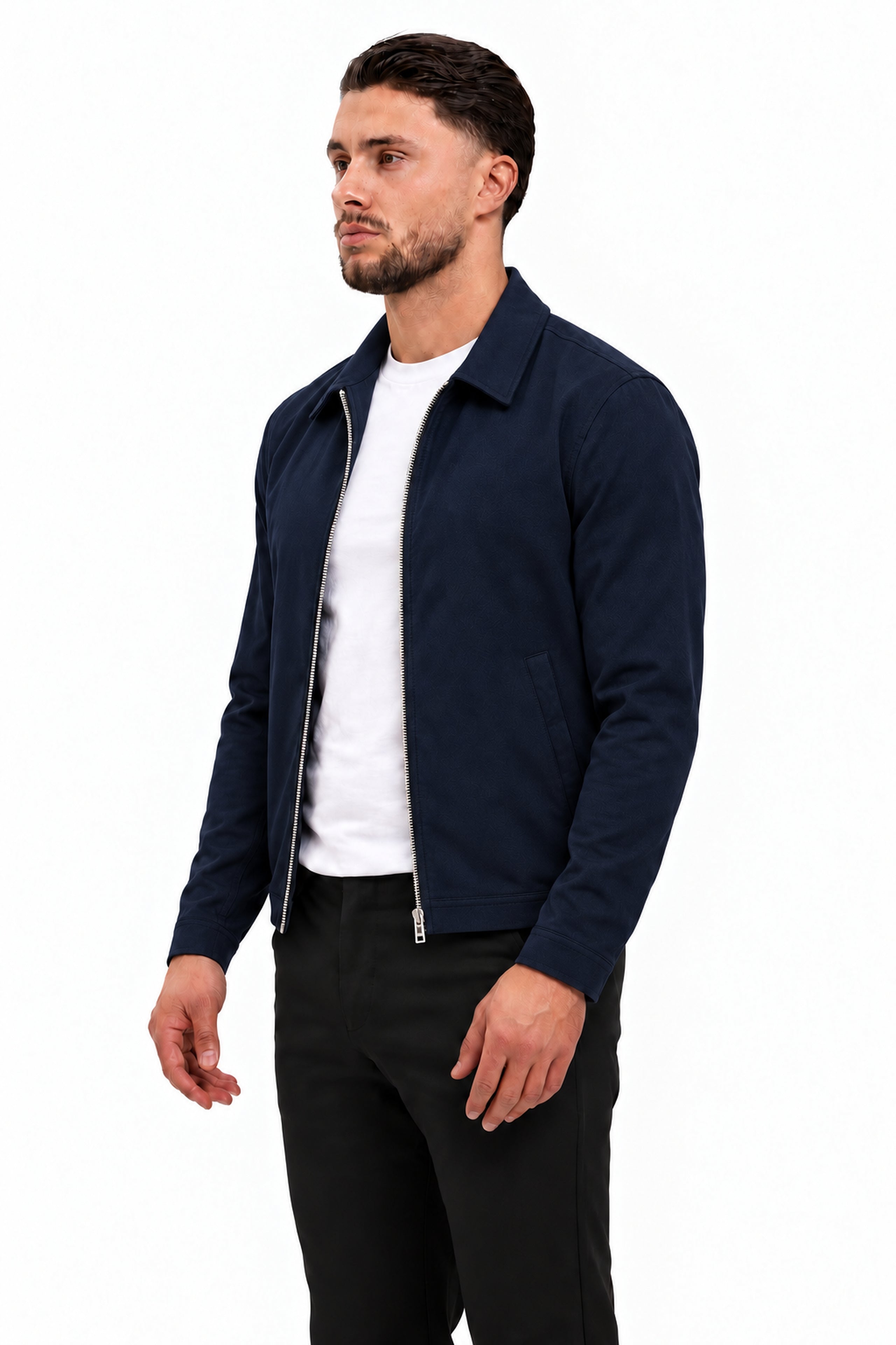 Core Zip Jacket navy - studio zijkant