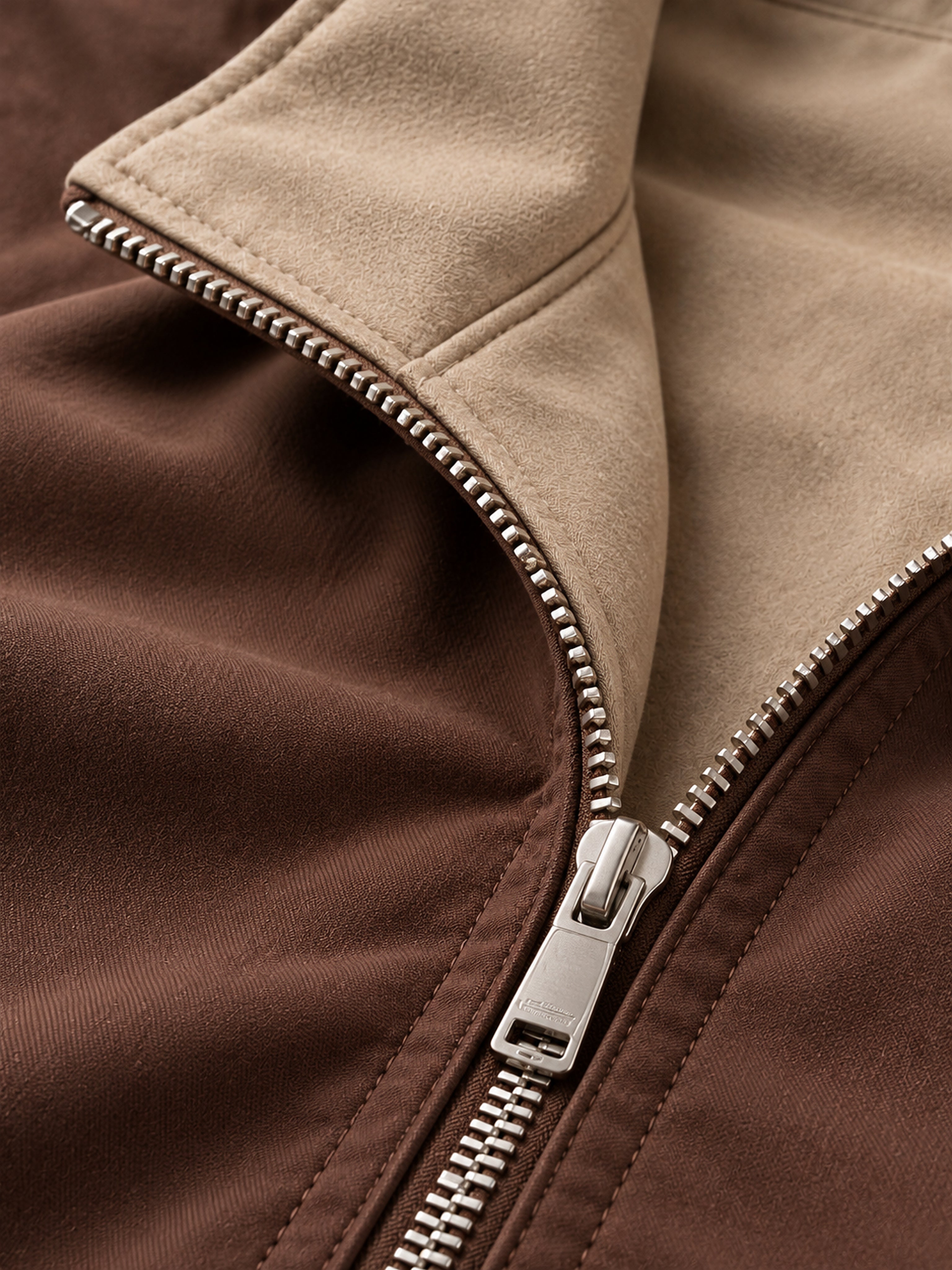 Core Bodywarmer Beige Brown - detail stof van dichtbij