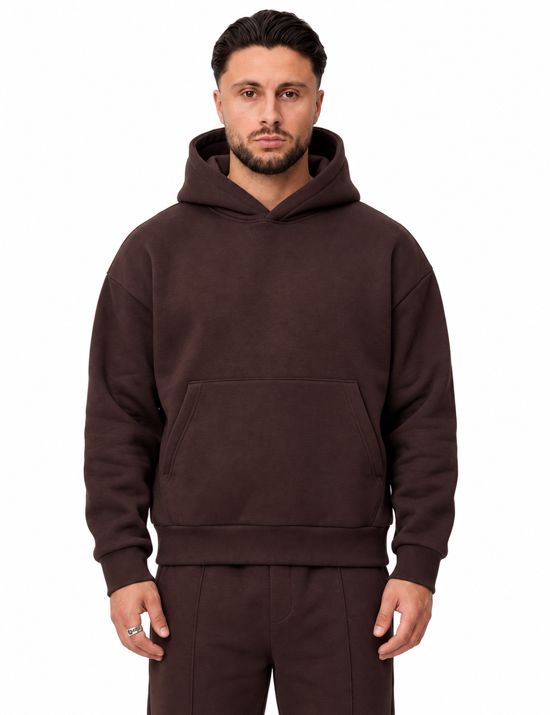 Essential Hoodie Brown, vooraanzicht