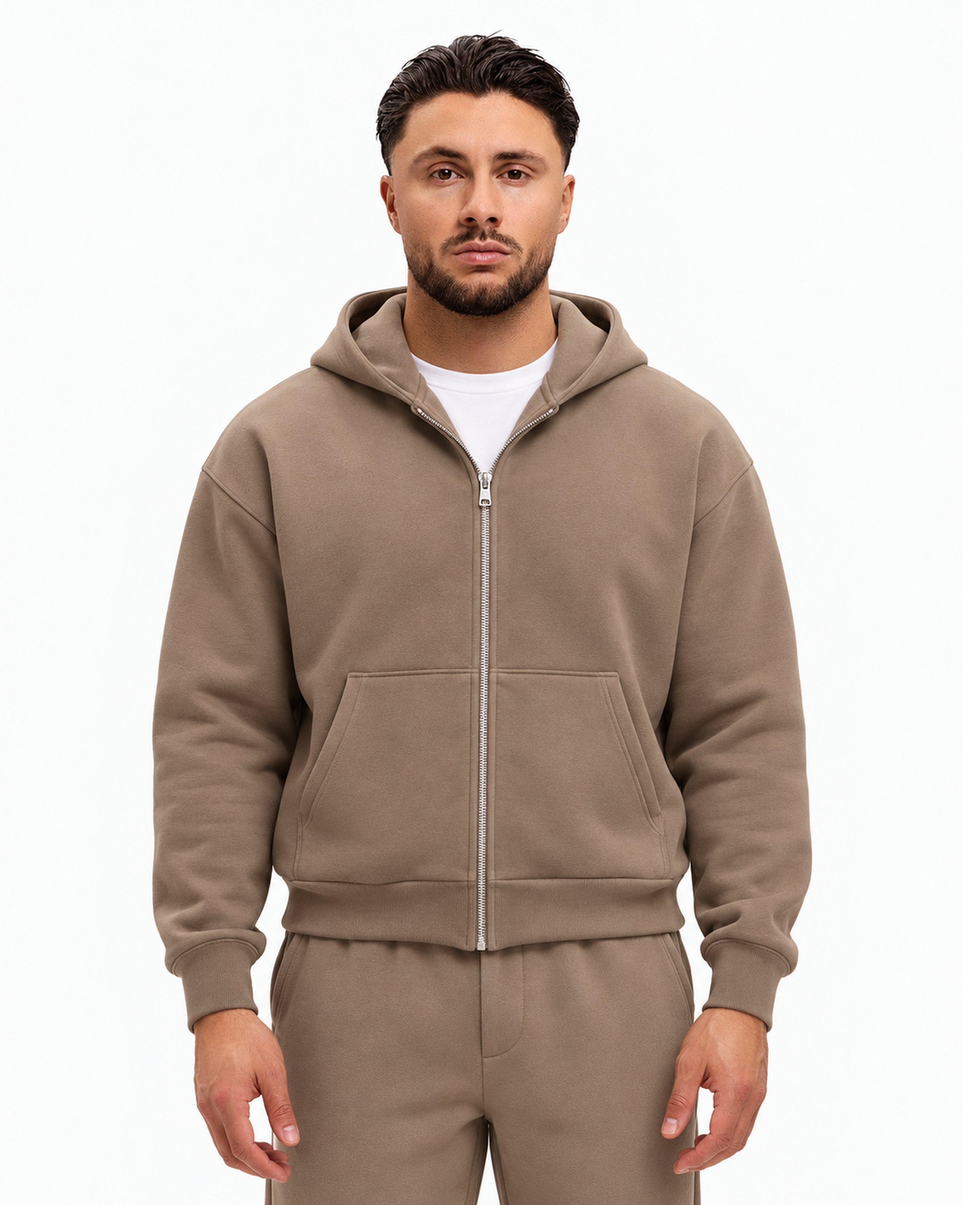 Essential Vest Taupe, vooraanzicht