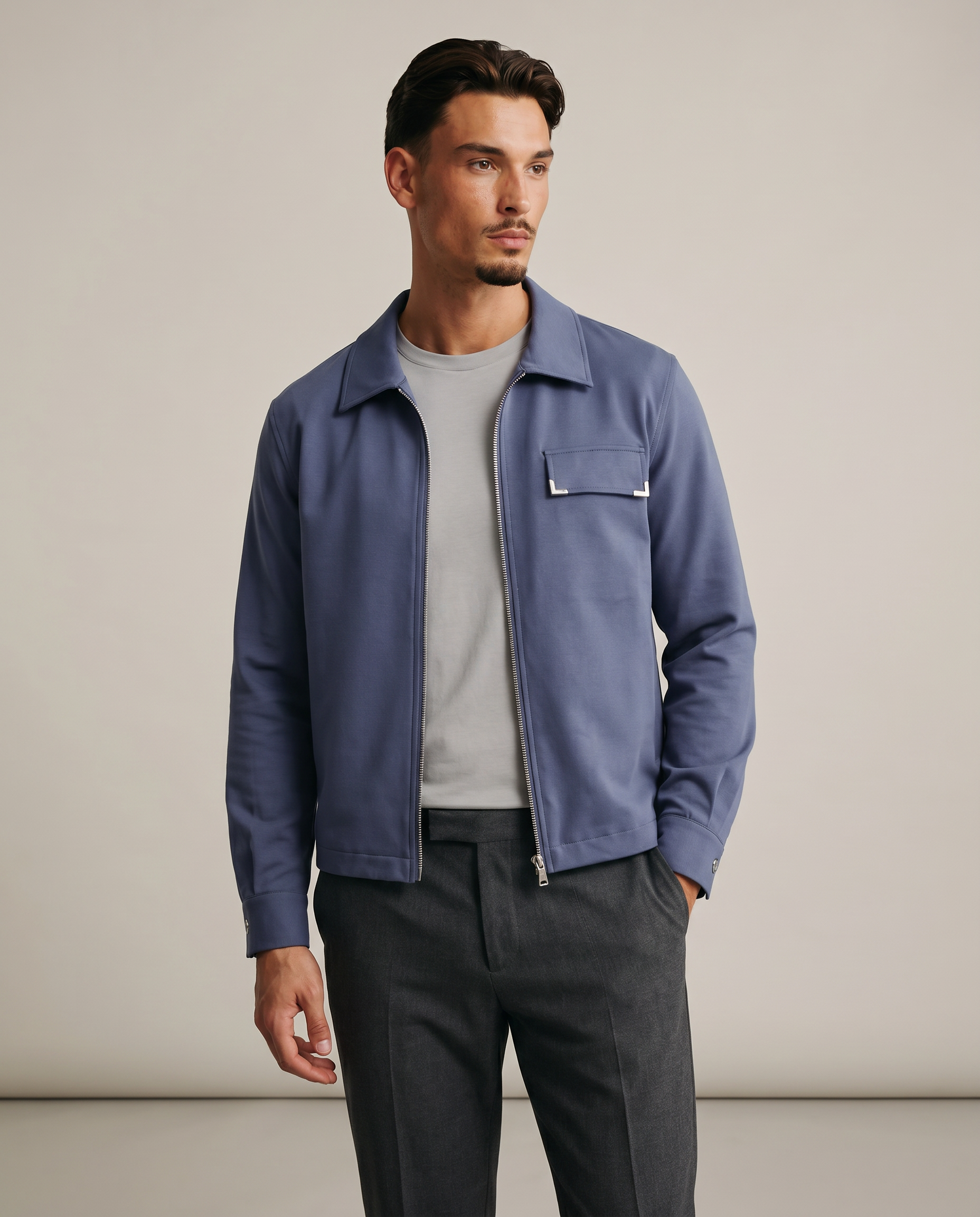 BASE ZIP JACKET GREY - studio op model