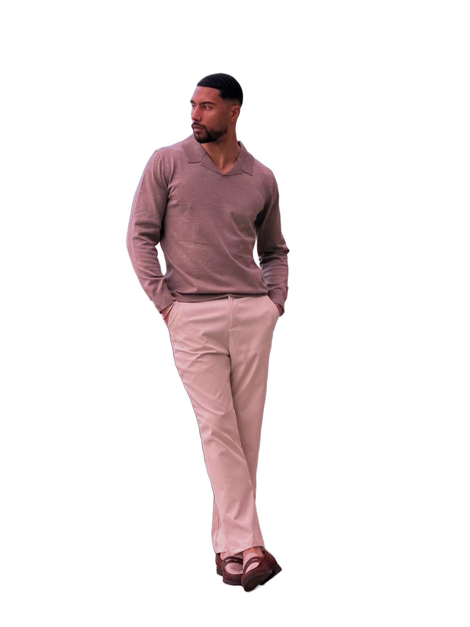 Renzo Polo Beige white background for marketplace