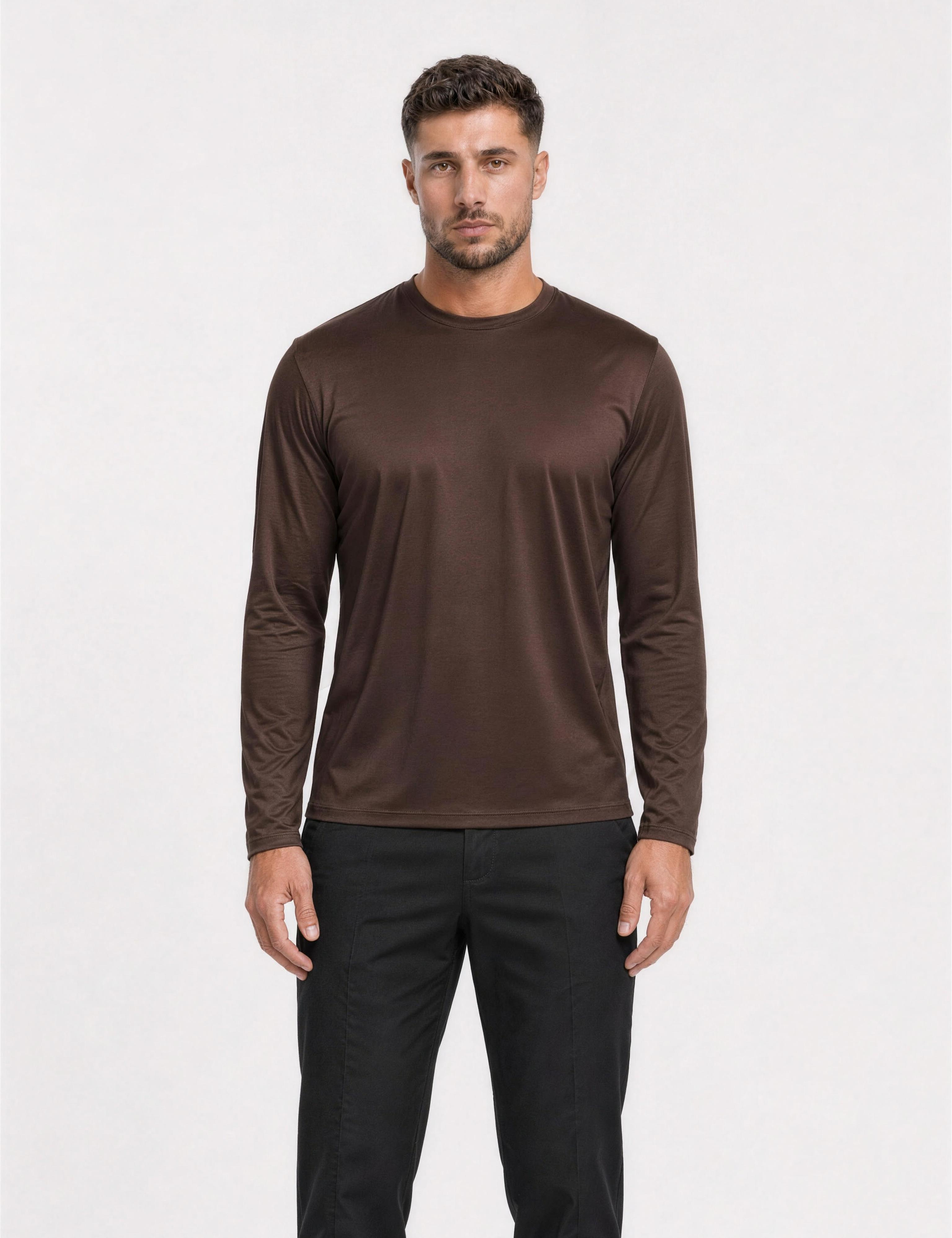 SHINY ESSENTIAL LONGSLEEVE DEEP BROWN
