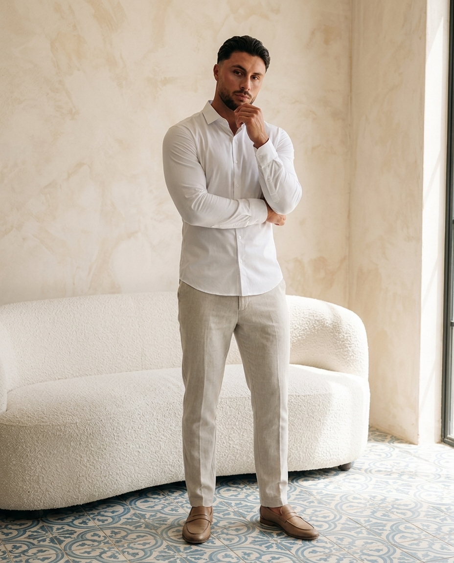 Deluxe Shirt White - editorial model