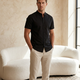 Mao Black Shirt - editorial model