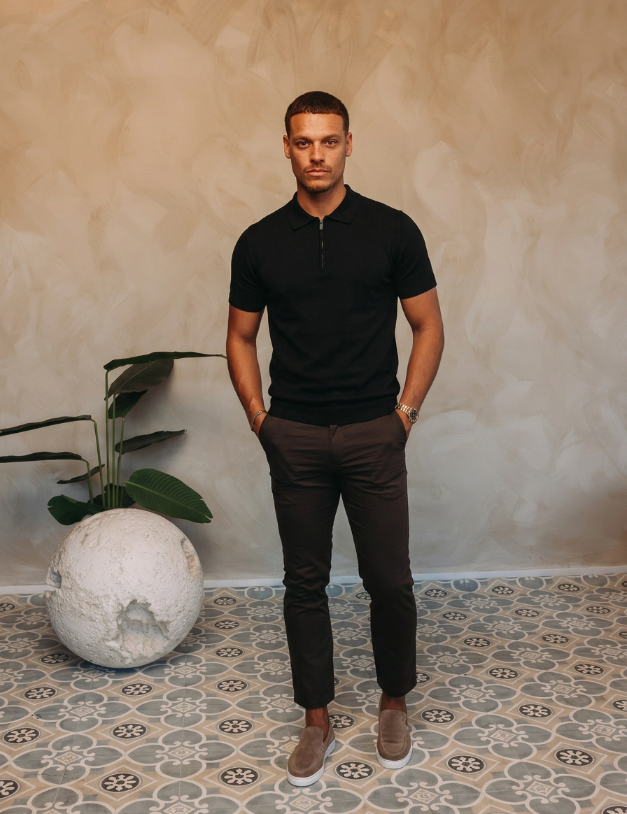 Knit Polo Black — lifestyle