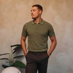 Knit Polo Olive — lifestyle