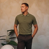 Knit Polo Olive — lifestyle