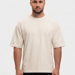 Oversized Cotton T-Shirt Beige - voorkant