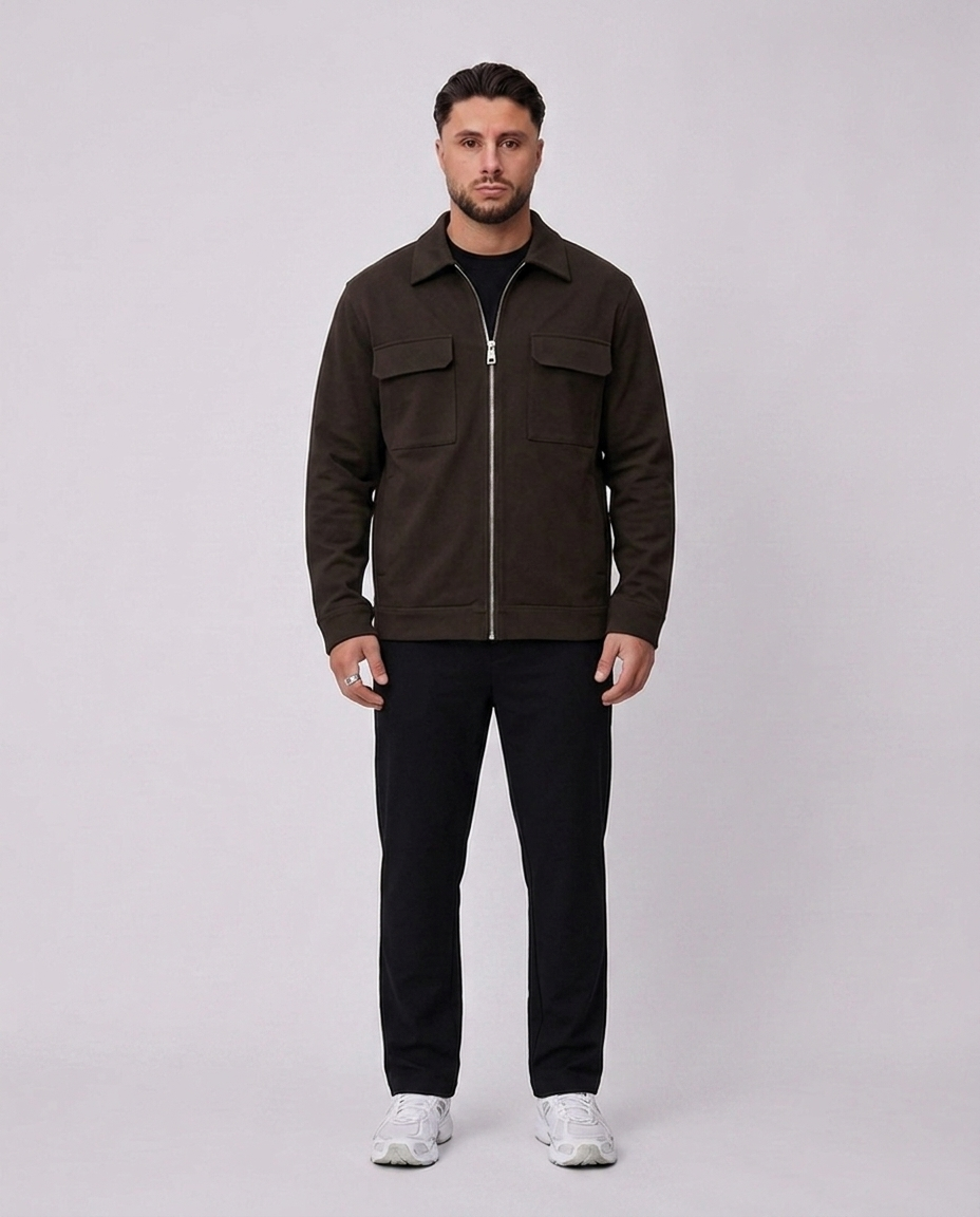 Essential Vest Dark Brown voorkant