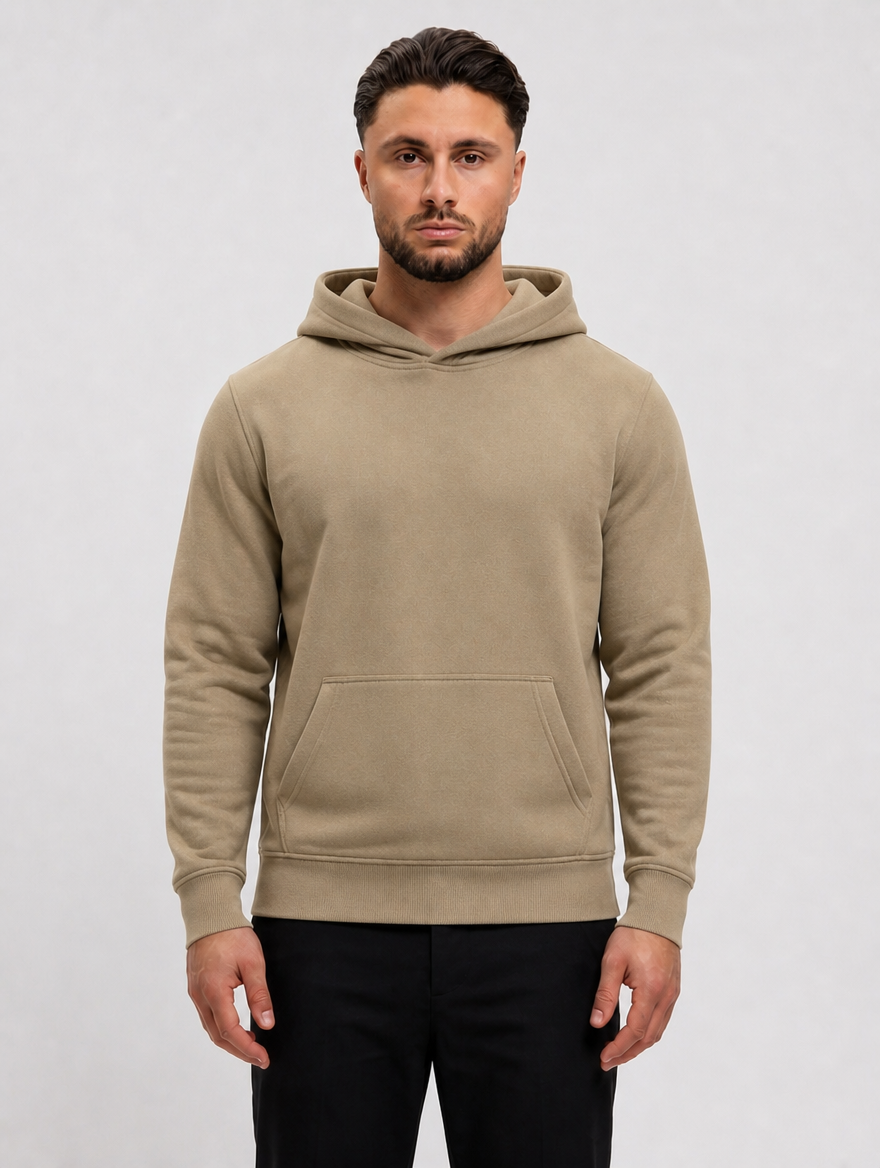 RK Blank Hoodie Olive Regular Fit - voorkant studio