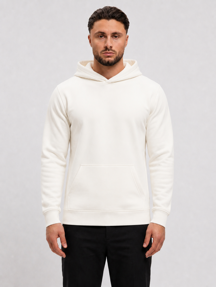 RK Blank Hoodie Creme Regular Fit - voorkant studio