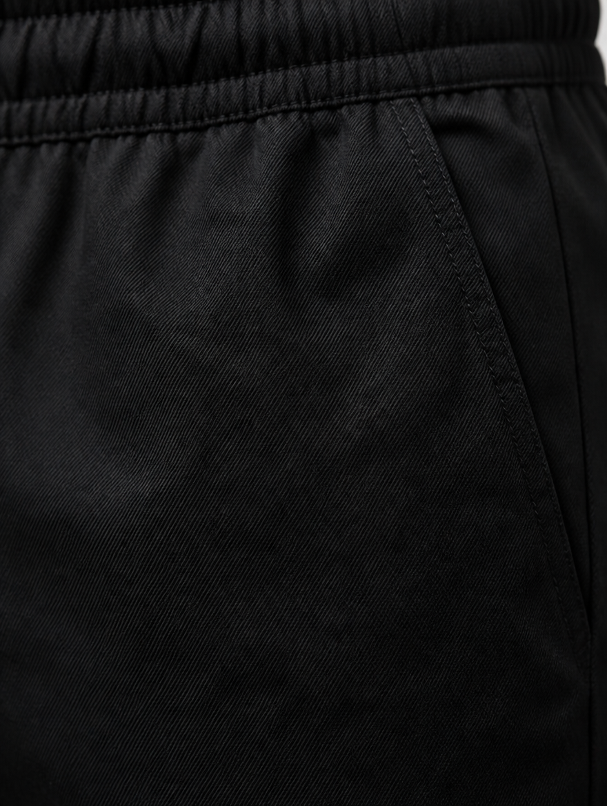 Tarifa Pants Black - stofdetail katoenen twill