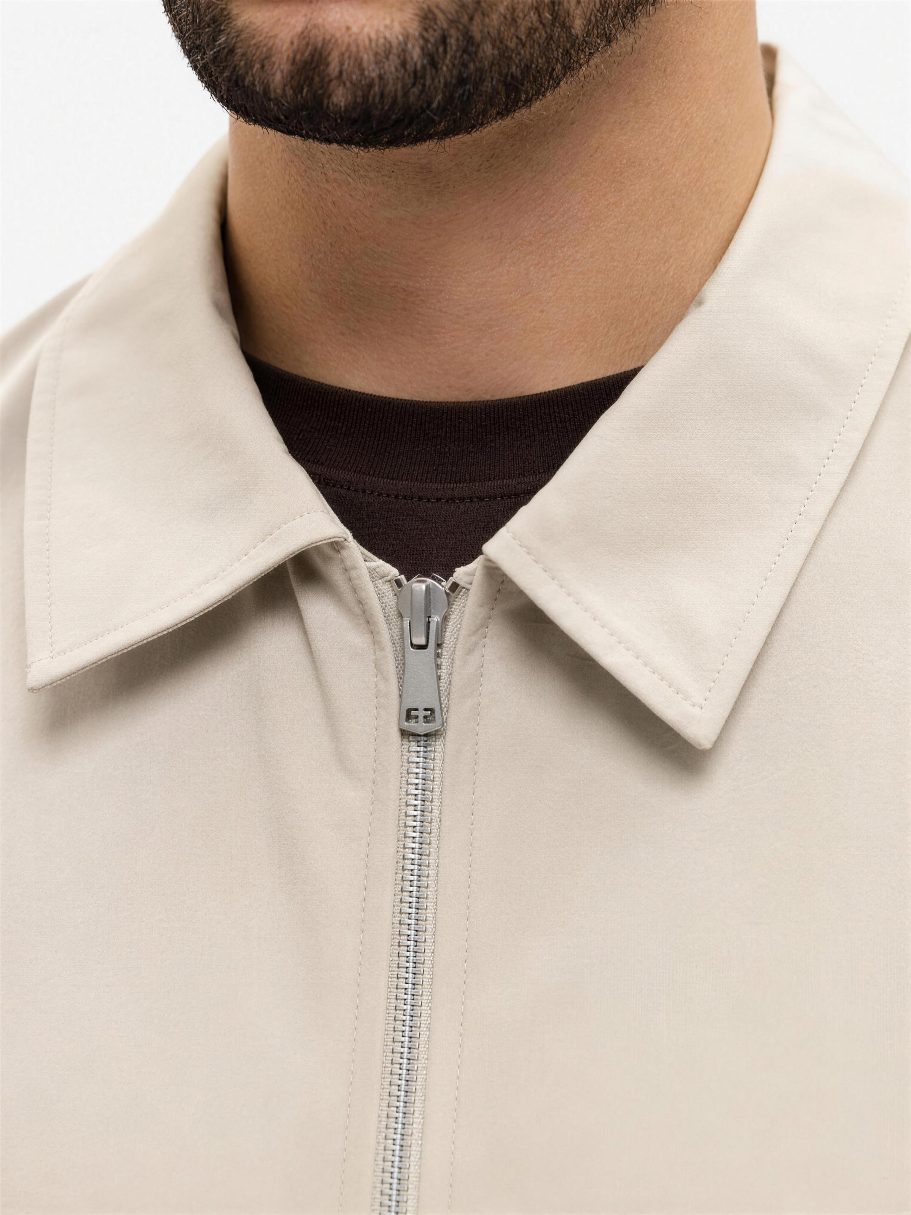 Smart Jacket Creme - detail kraag en rits