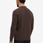 Ribbed Knit Polo Brown - schuin achterkant
