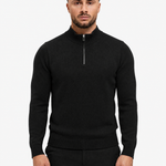 Half Zip Knit Black - schuin voorkant