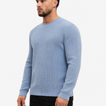 Waffle Knit Sweater Light Blue - voorkant