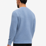 Waffle Knit Sweater Light Blue - schuin achterkant