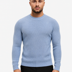 Waffle Knit Sweater Light Blue - schuin voorkant