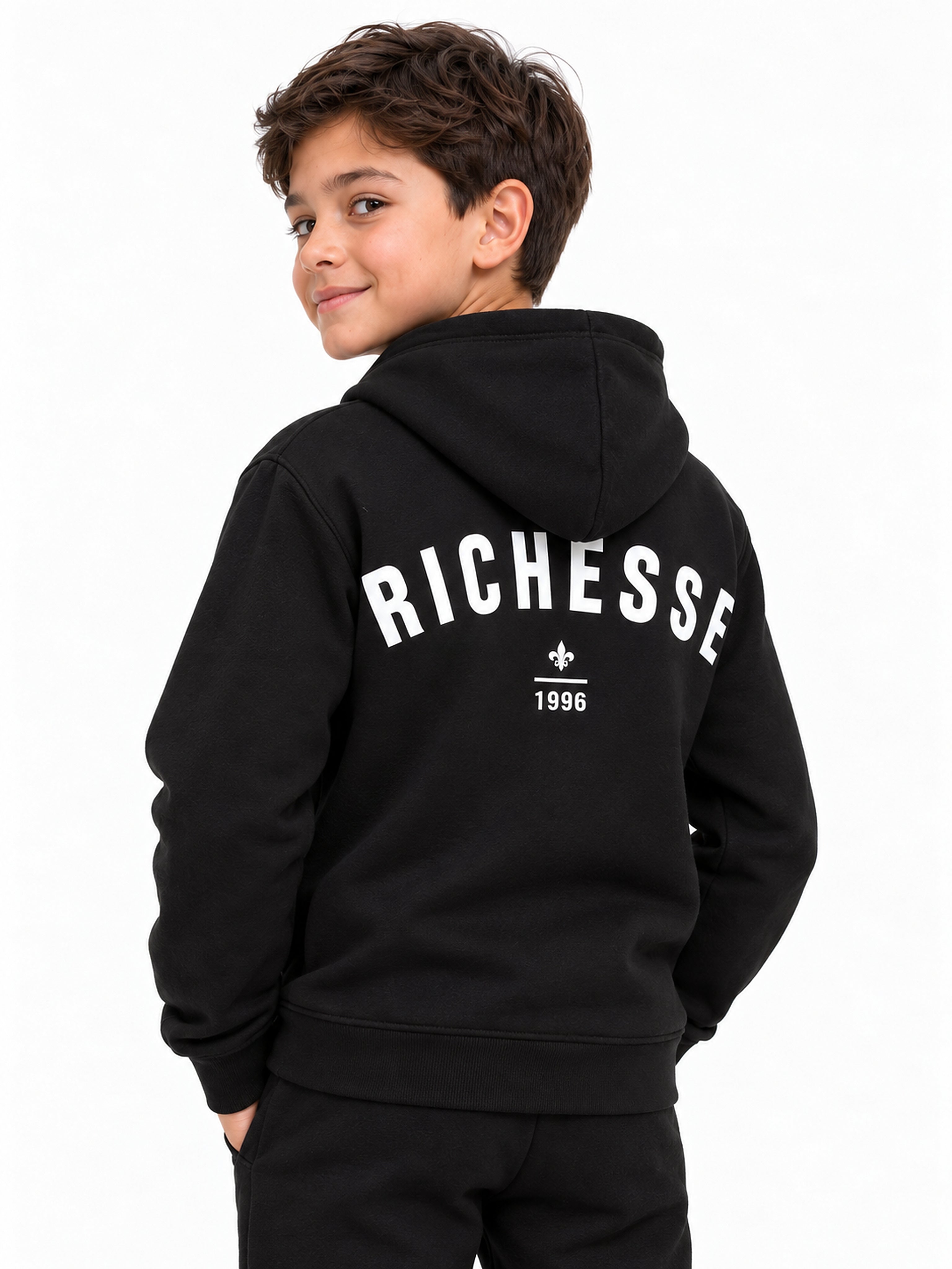 Richesse Deluxe Hoodie JR Black - close-up print