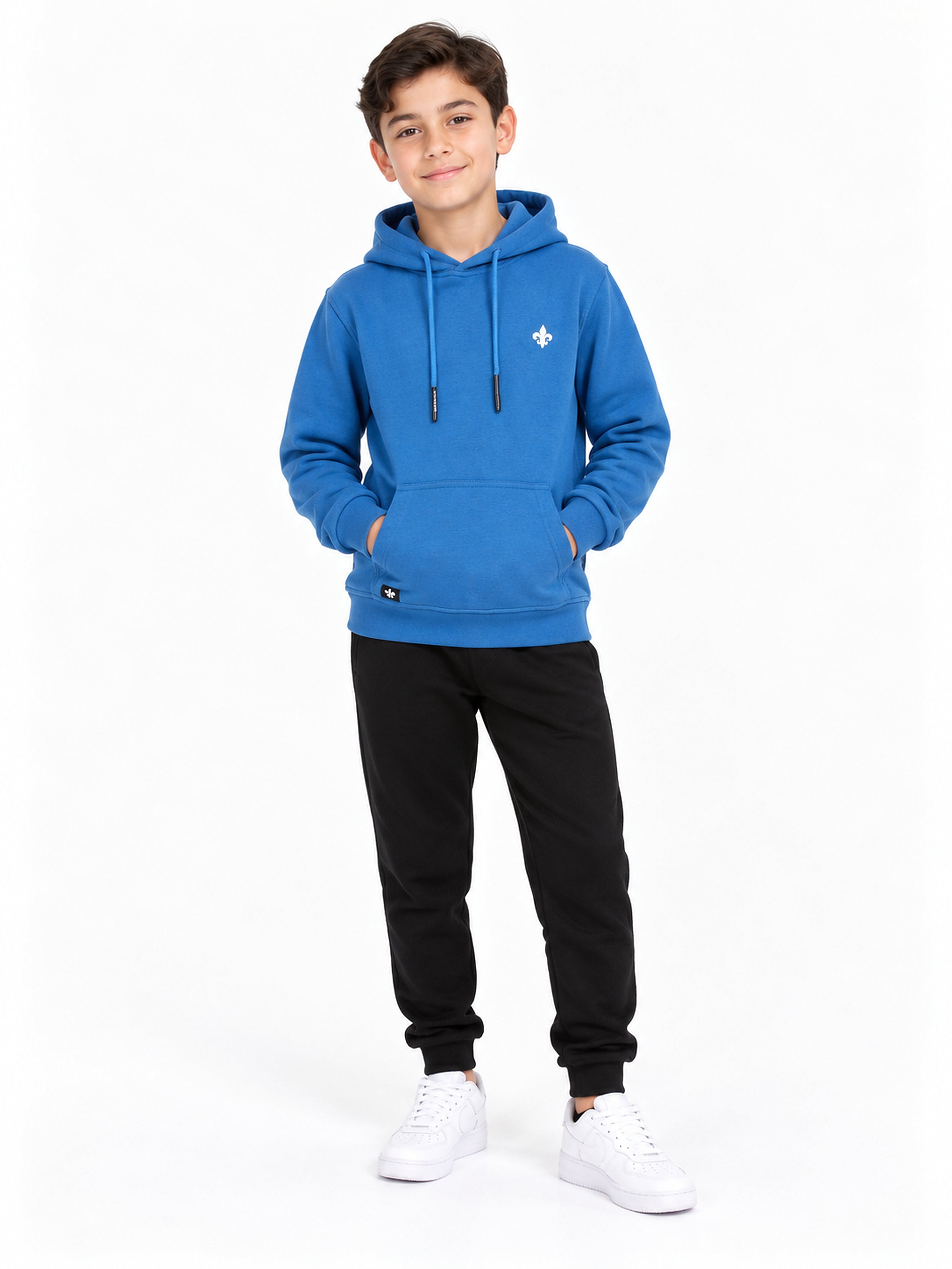 Richesse Infantry Hoodie JR Blue - voorkant op model