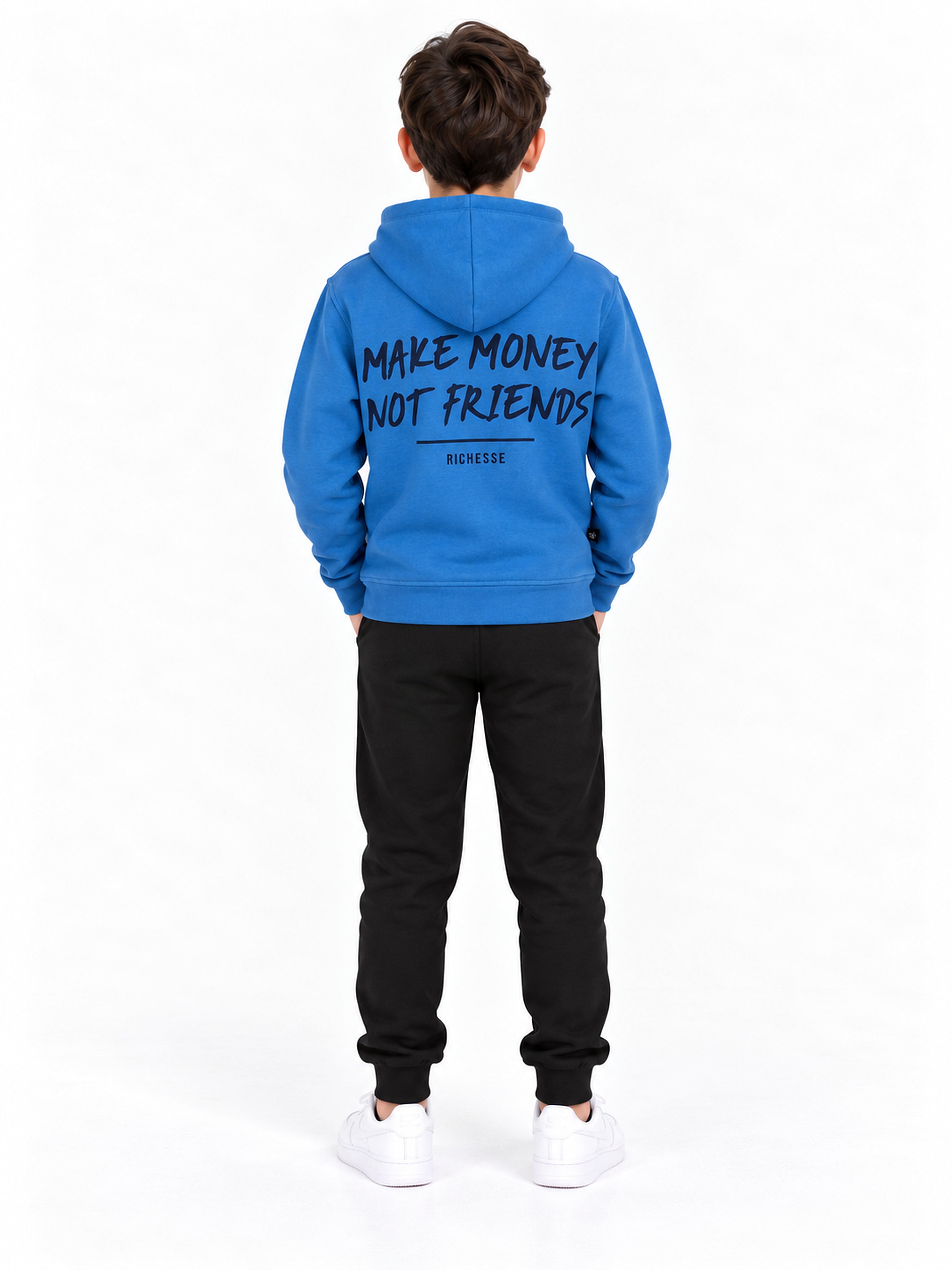 Richesse Infantry Hoodie JR Blue - achterkant op model