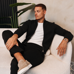 KNITTED ZIPPER VEST BLACK — lifestylefoto