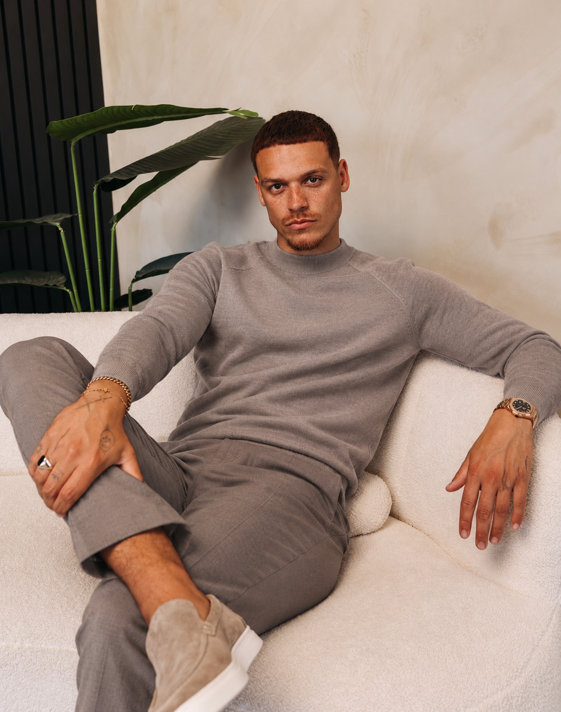 MOCK NECK KNIT | TAUPE — lifestylefoto