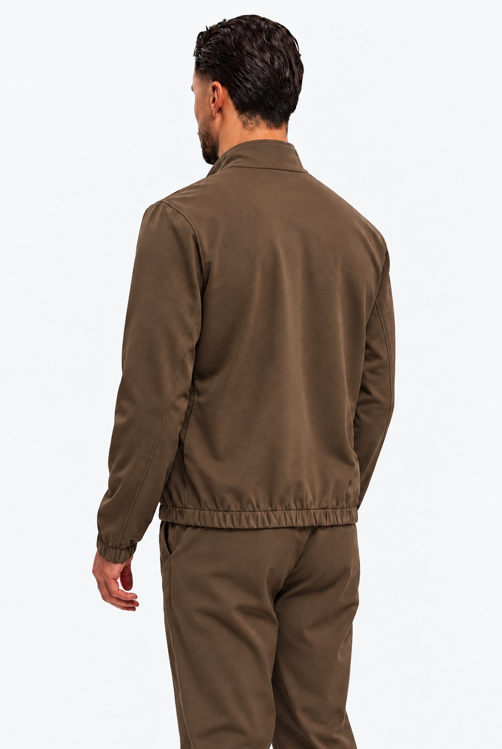 MONZA jacket bruin – achterkant, complete set met bijpassende pants (studio)