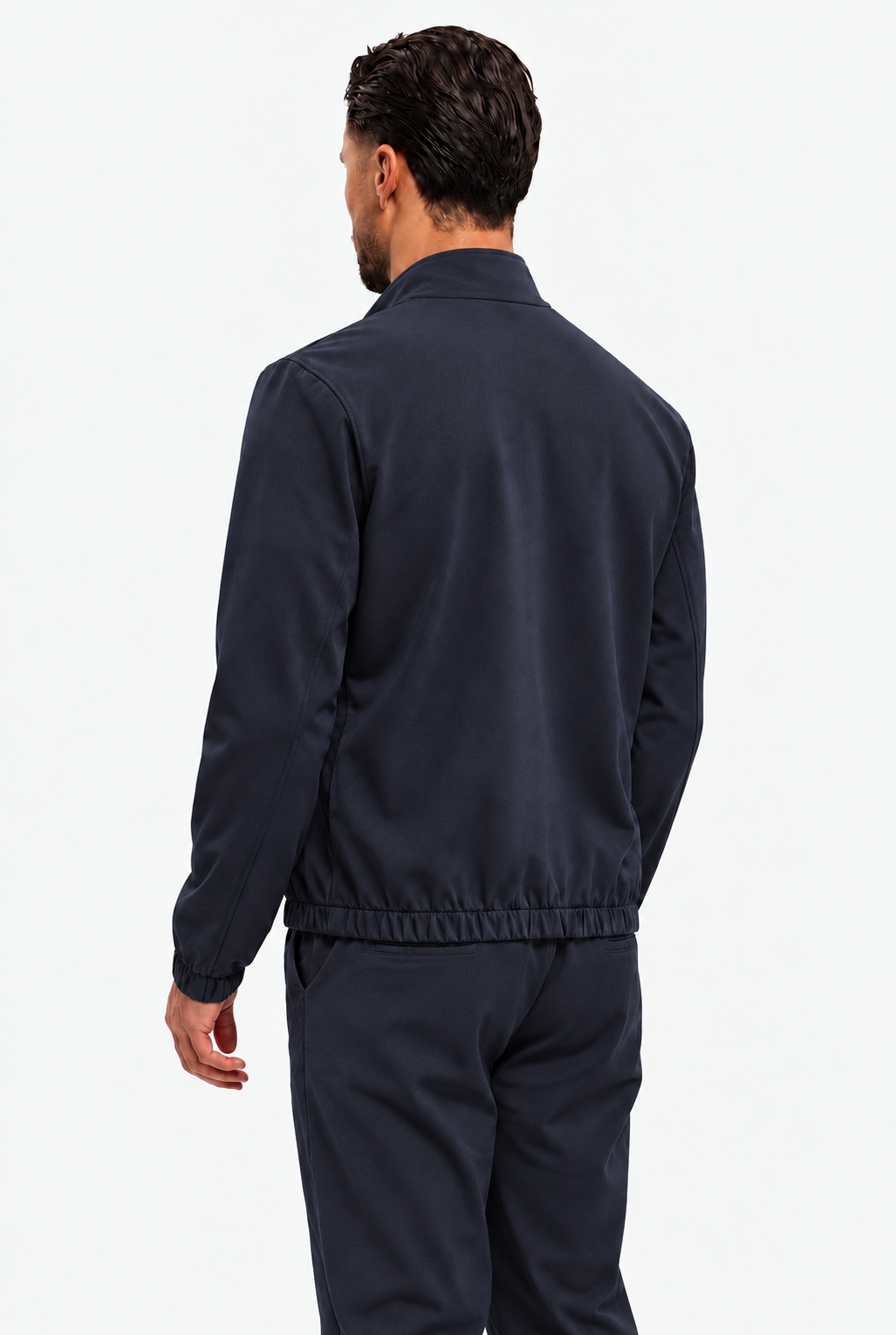 MONZA jacket marineblauw – achterkant, complete set met bijpassende pants (studio)