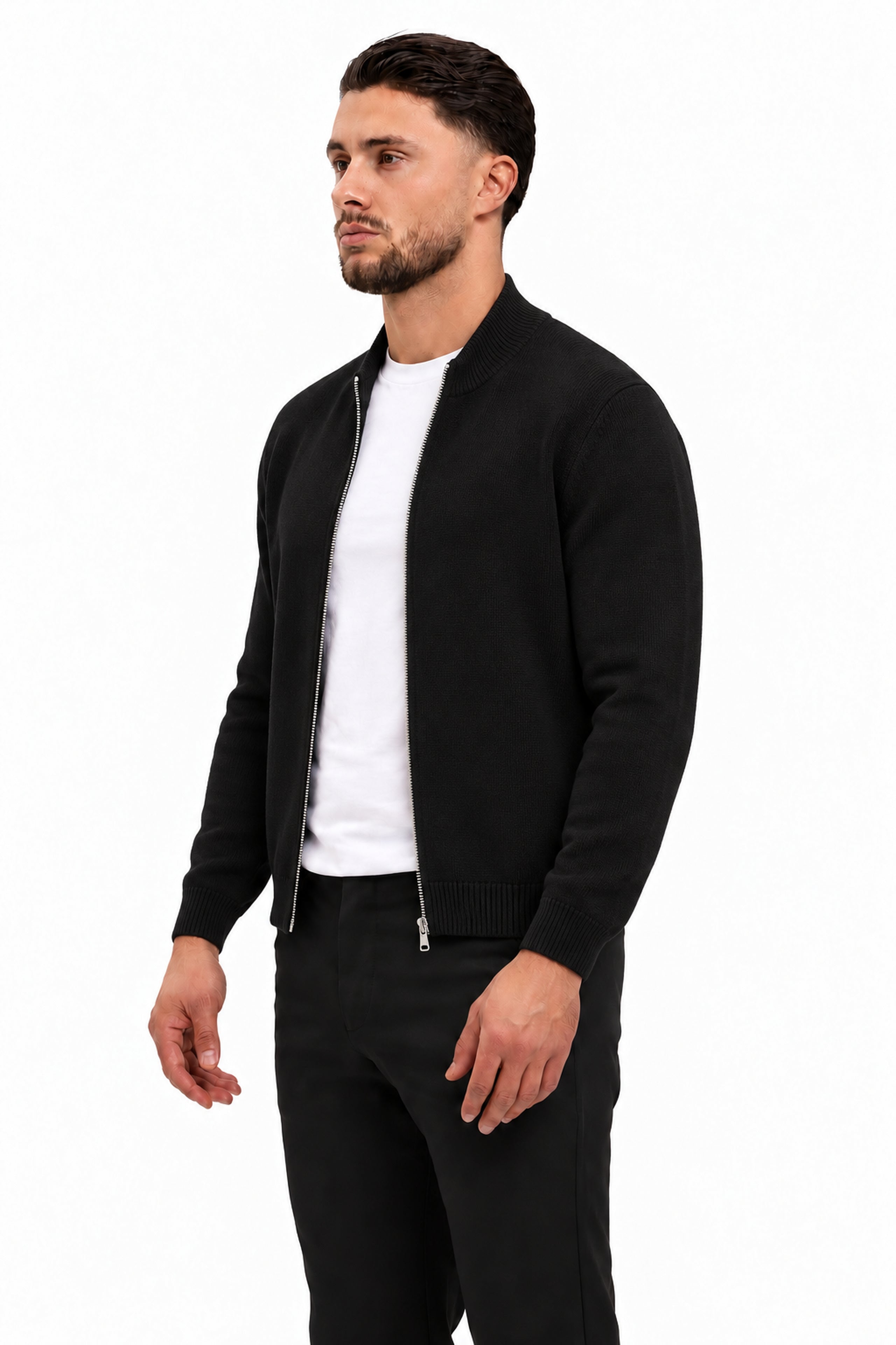 RIVAS HEAVY ZIPPER VEST BLACK - studio zijkant