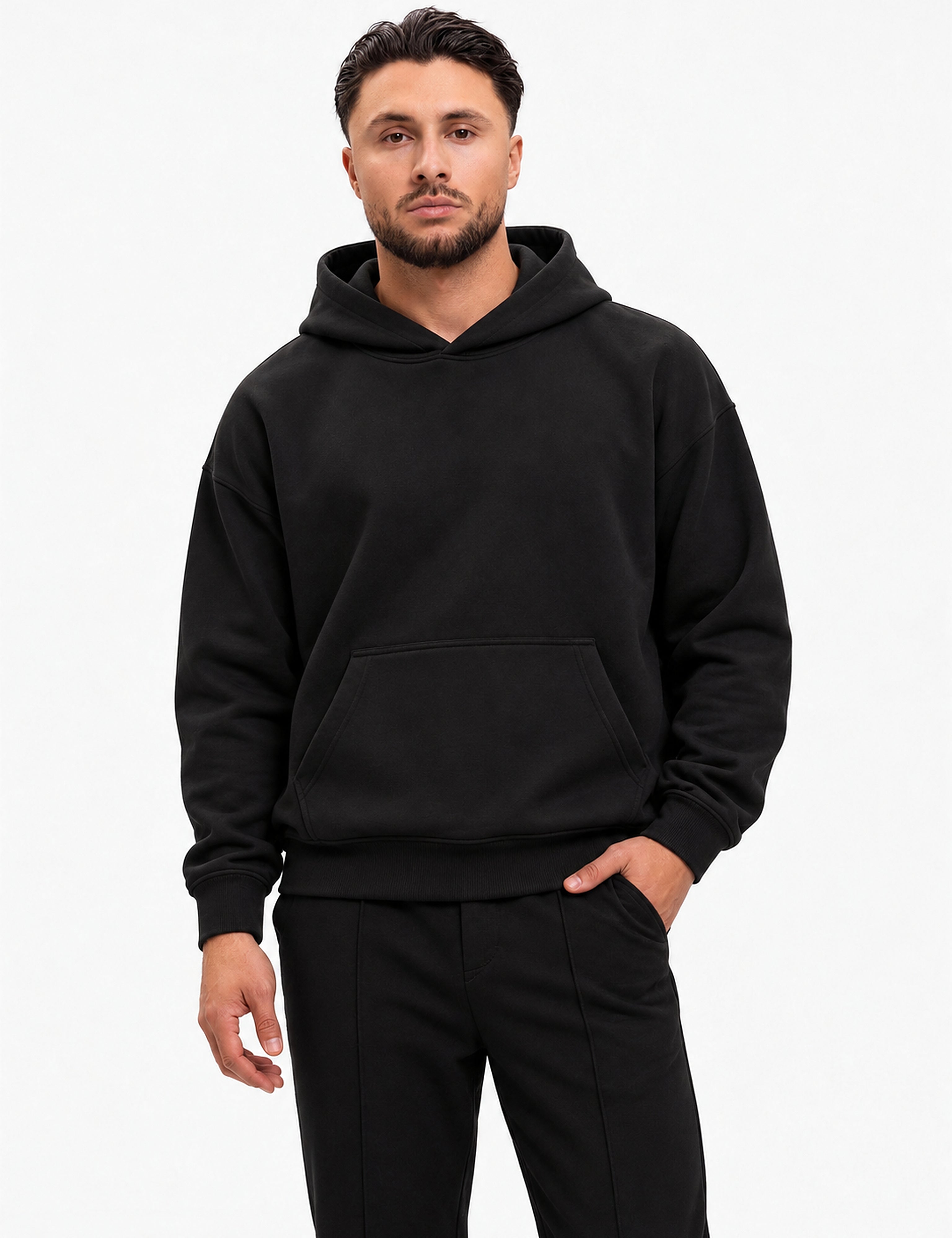 RK Blank Hoodie Black Oversized - voorkant