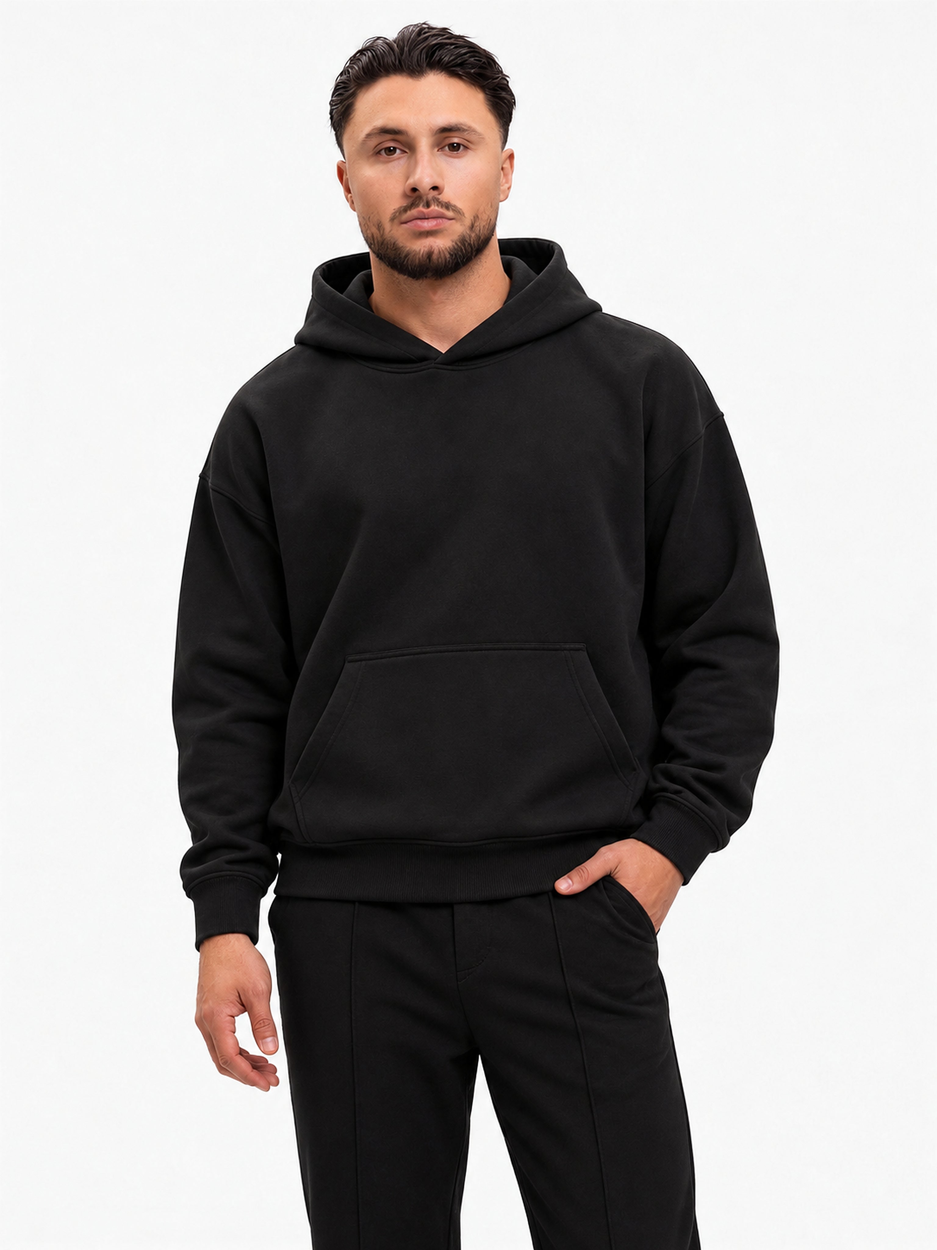 RK Blank Hoodie Black Oversized - voorkant