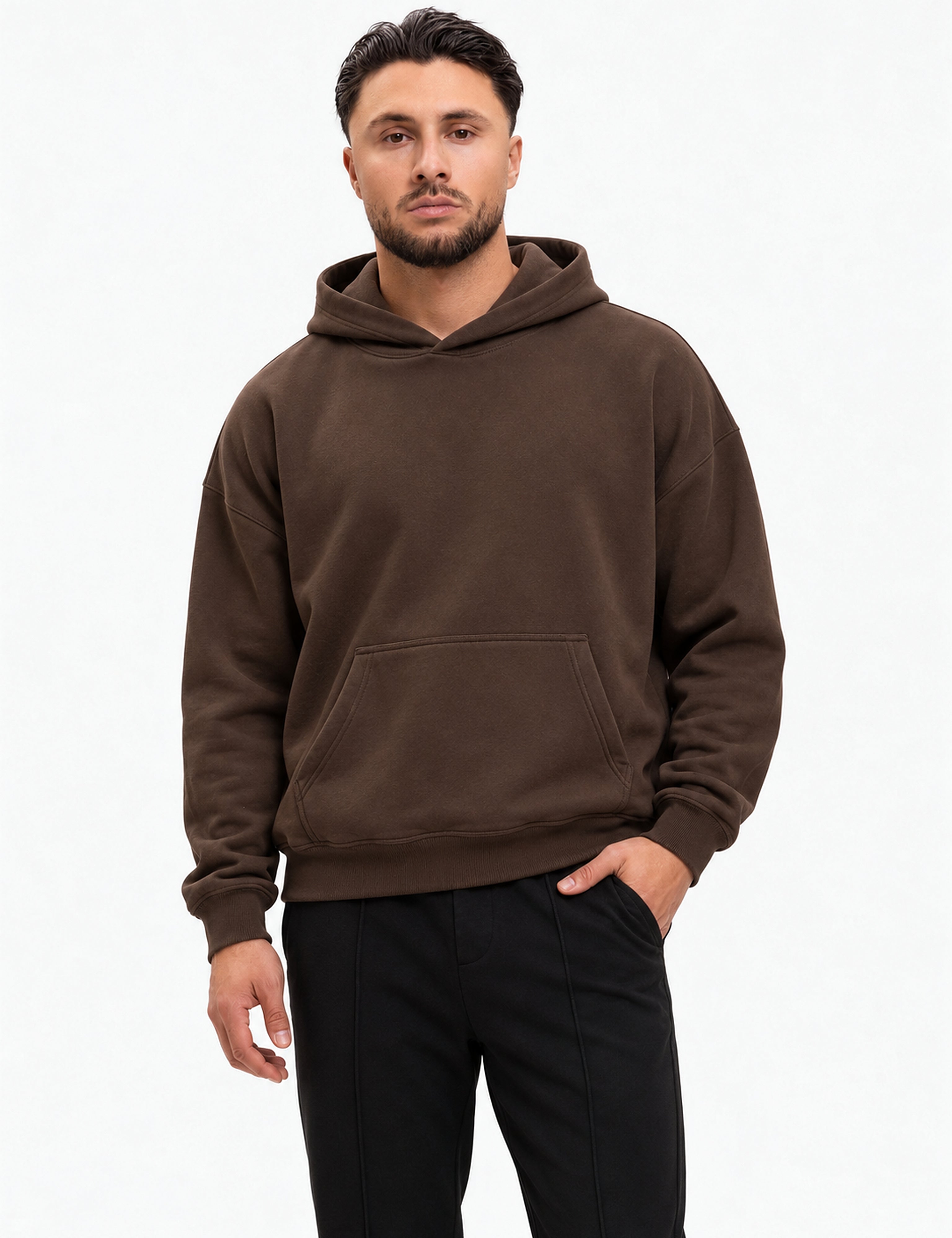 RK Blank Hoodie Coffee Oversized - voorkant