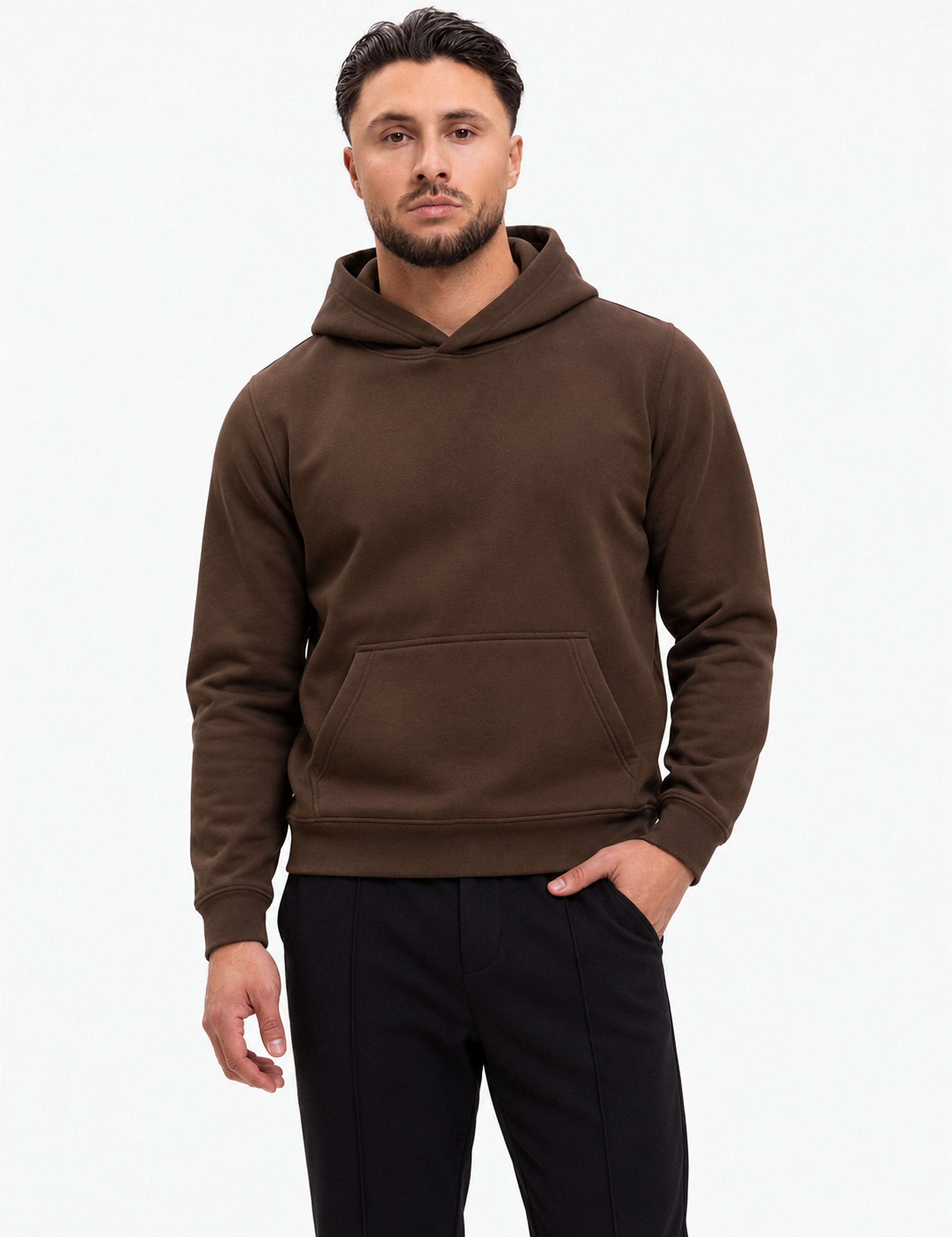 RK Blank Hoodie Coffee Regular Fit - voorkant