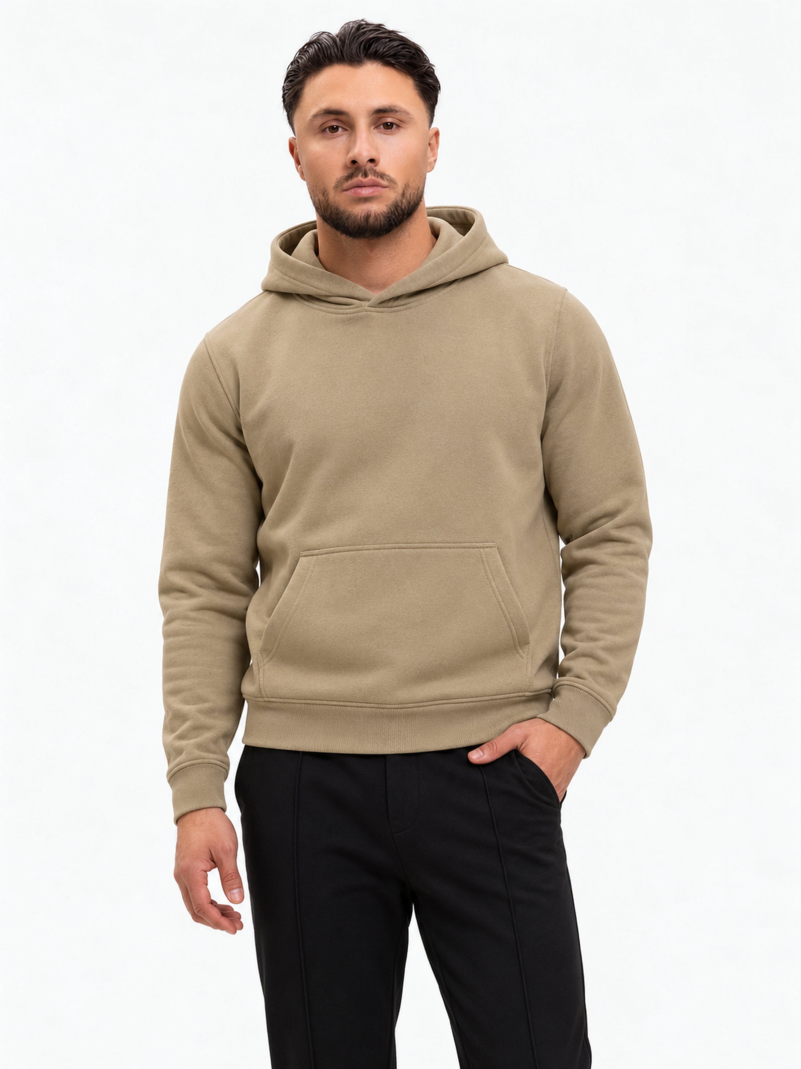 RK Blank Hoodie Olive Regular Fit - voorkant