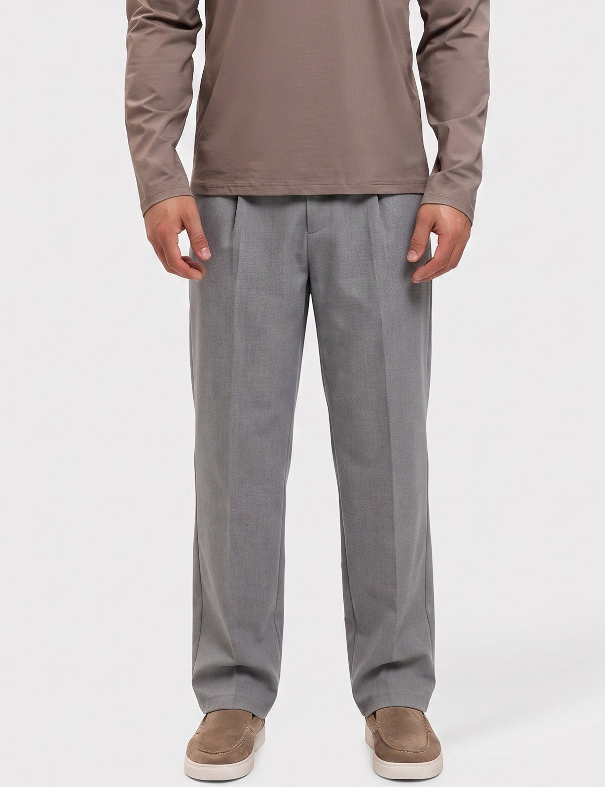 Romeo Straight Pants Grey - voor