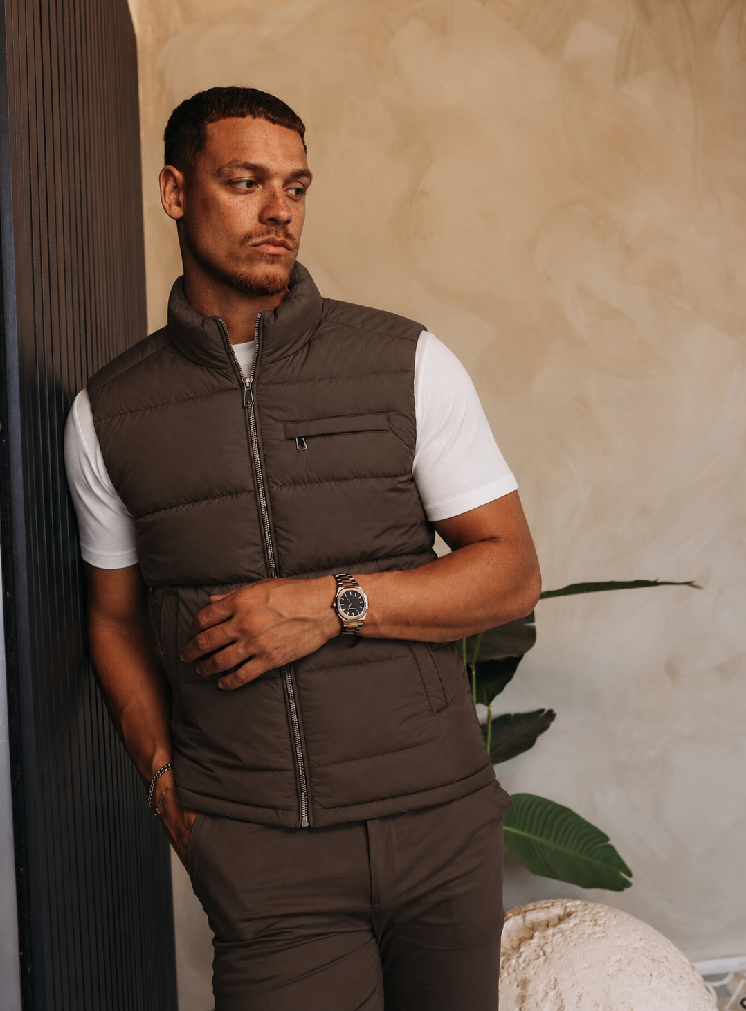 TORINO DOWN BODYWARMER | BROWN — lifestylefoto